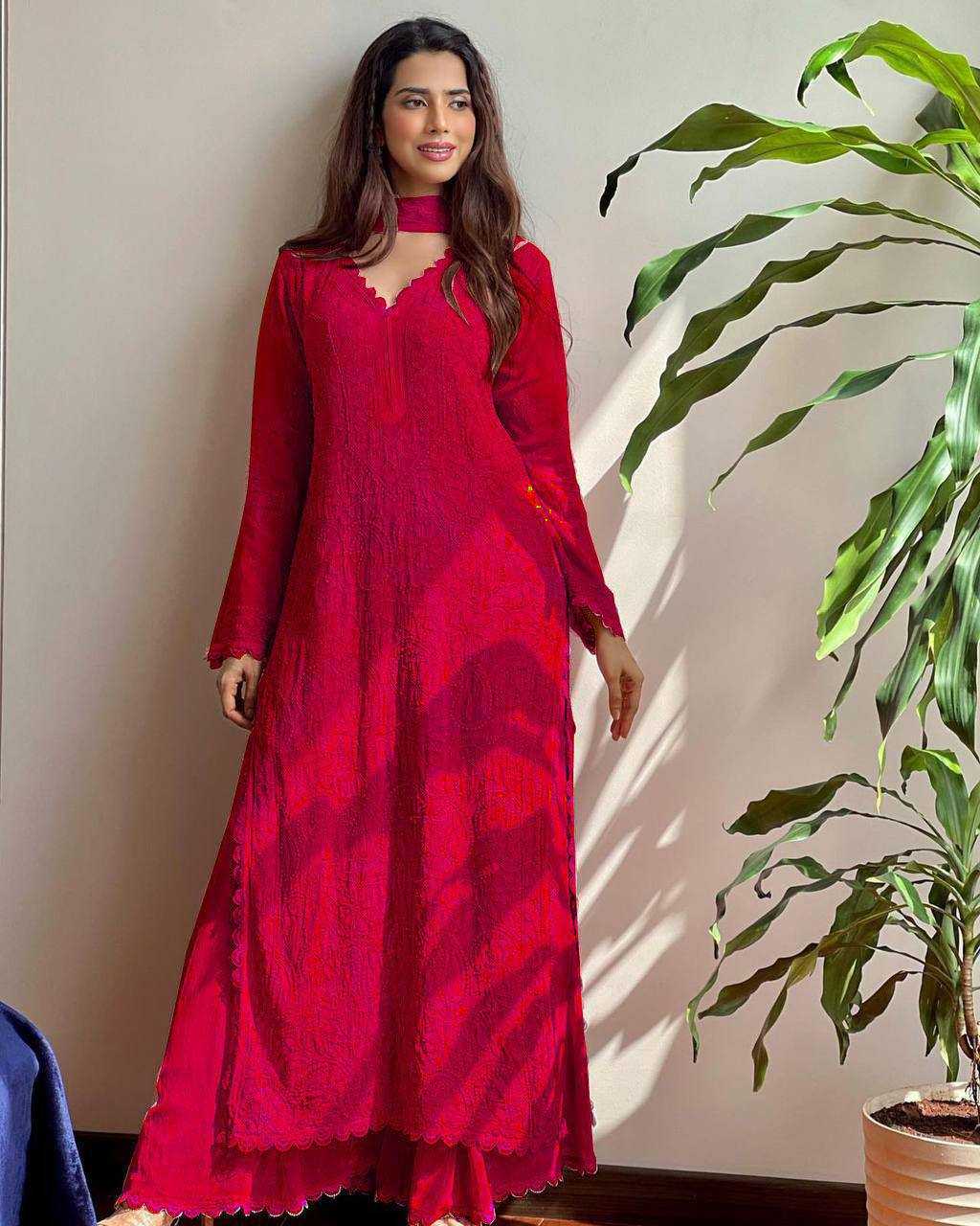 Ynf Faux Georgette RIN110 170 Suits & Dresses Wedding Collections Festive Collections Wholesale Embroidery Suits Palazzo Suit Georgette Suit Manufacturer