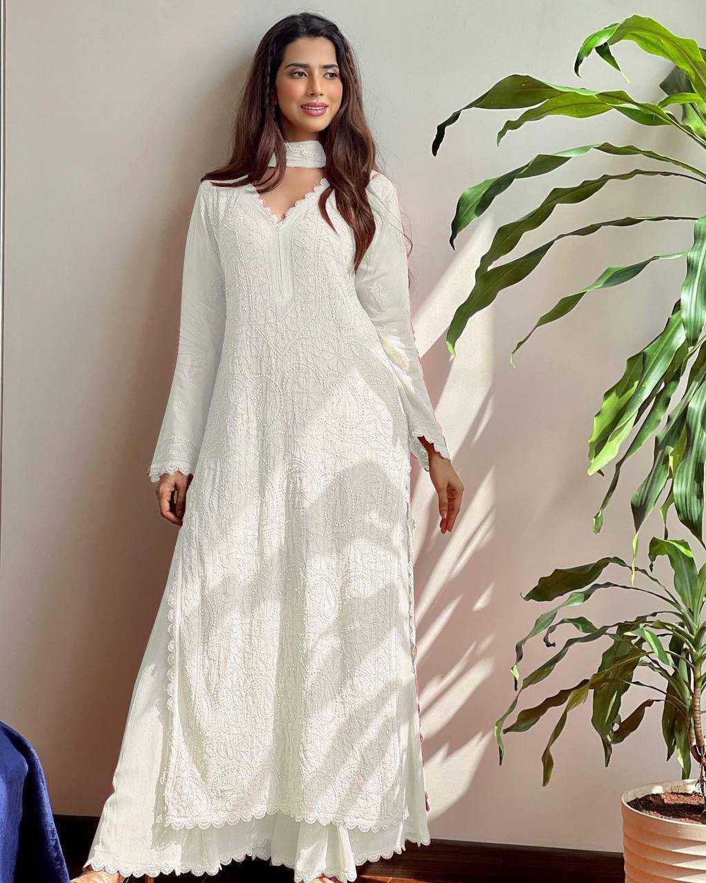 Ynf Faux Georgette RIN110 170 Suits & Dresses Wedding Collections Festive Collections Wholesale Embroidery Suits Palazzo Suit Georgette Suit Manufacturer
