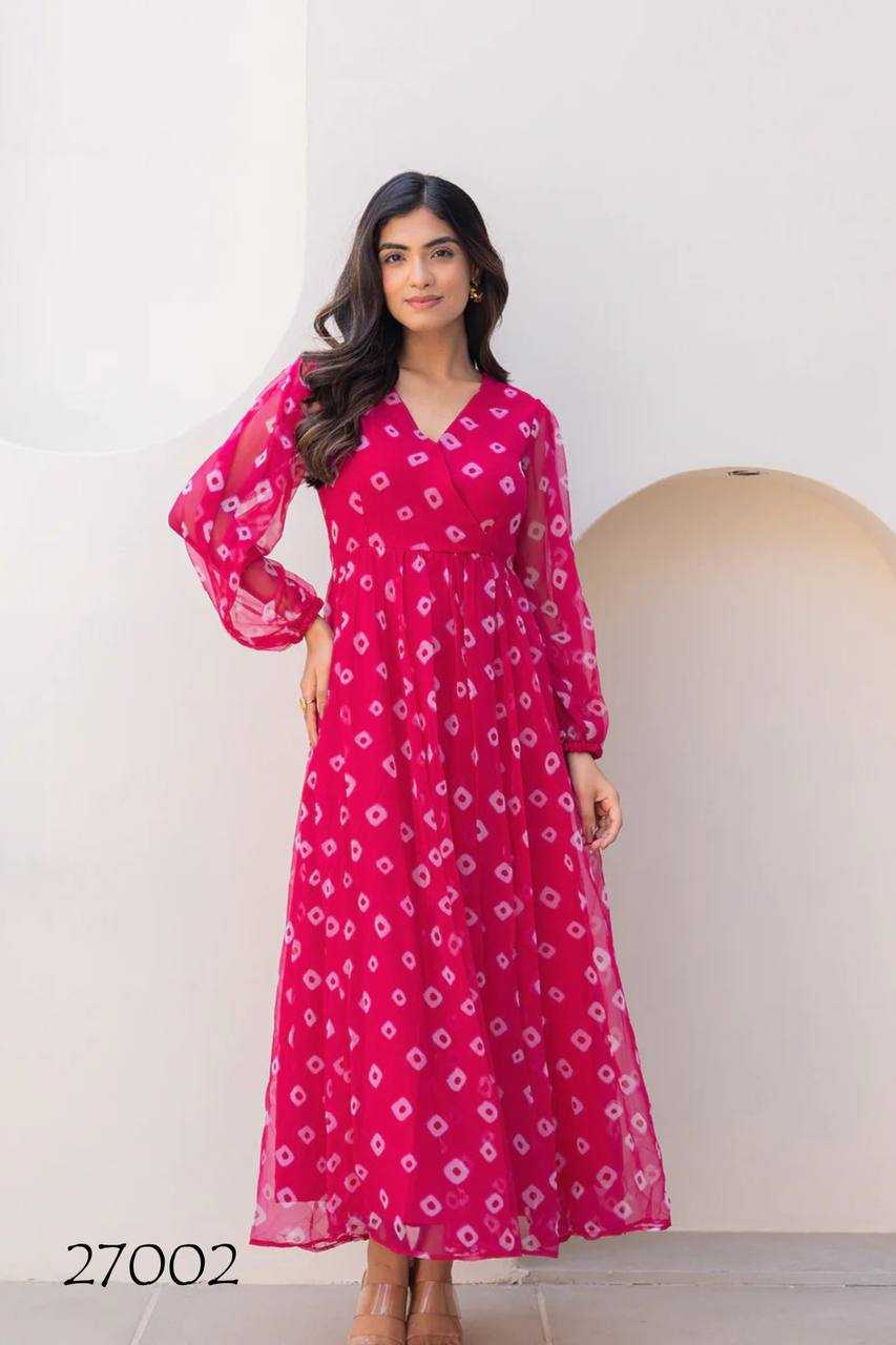 Ynf Faux Georgette RIN131 27001 Gowns Plus Size Collections Wholesale Printed Gowns Fancy Gowns Sleeveless Gowns Manufacturer