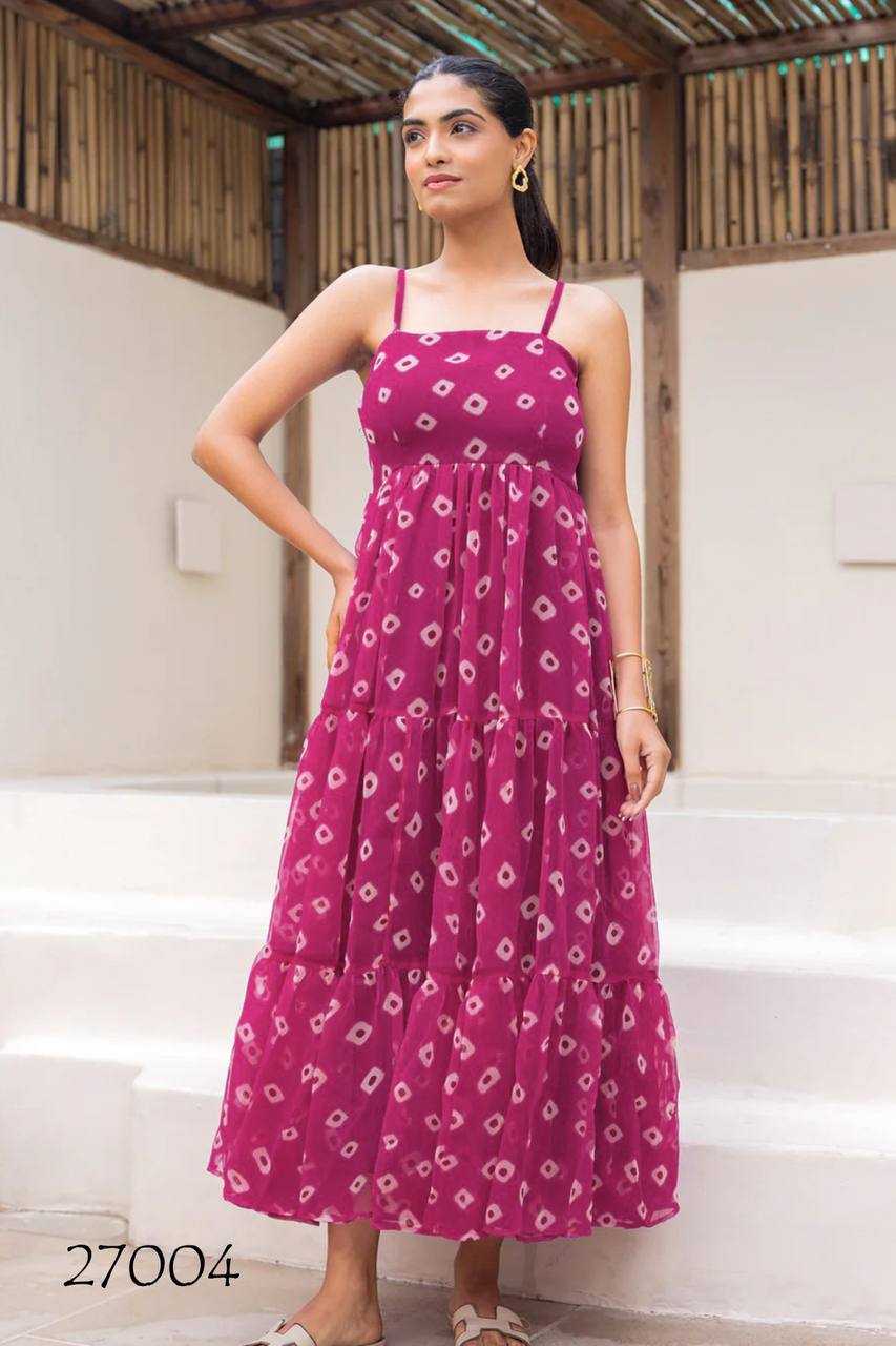 Ynf Faux Georgette RIN131 27001 Gowns Plus Size Collections Wholesale Printed Gowns Fancy Gowns Sleeveless Gowns Manufacturer