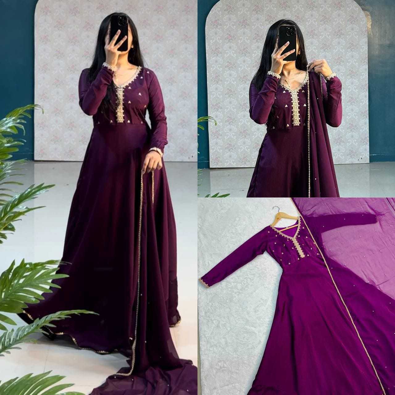 Ynf Faux Georgette RIN157 3002 Gowns Plus Size Collections Wholesale Party Gowns Georgette Gown Designer Gowns Manufacturer