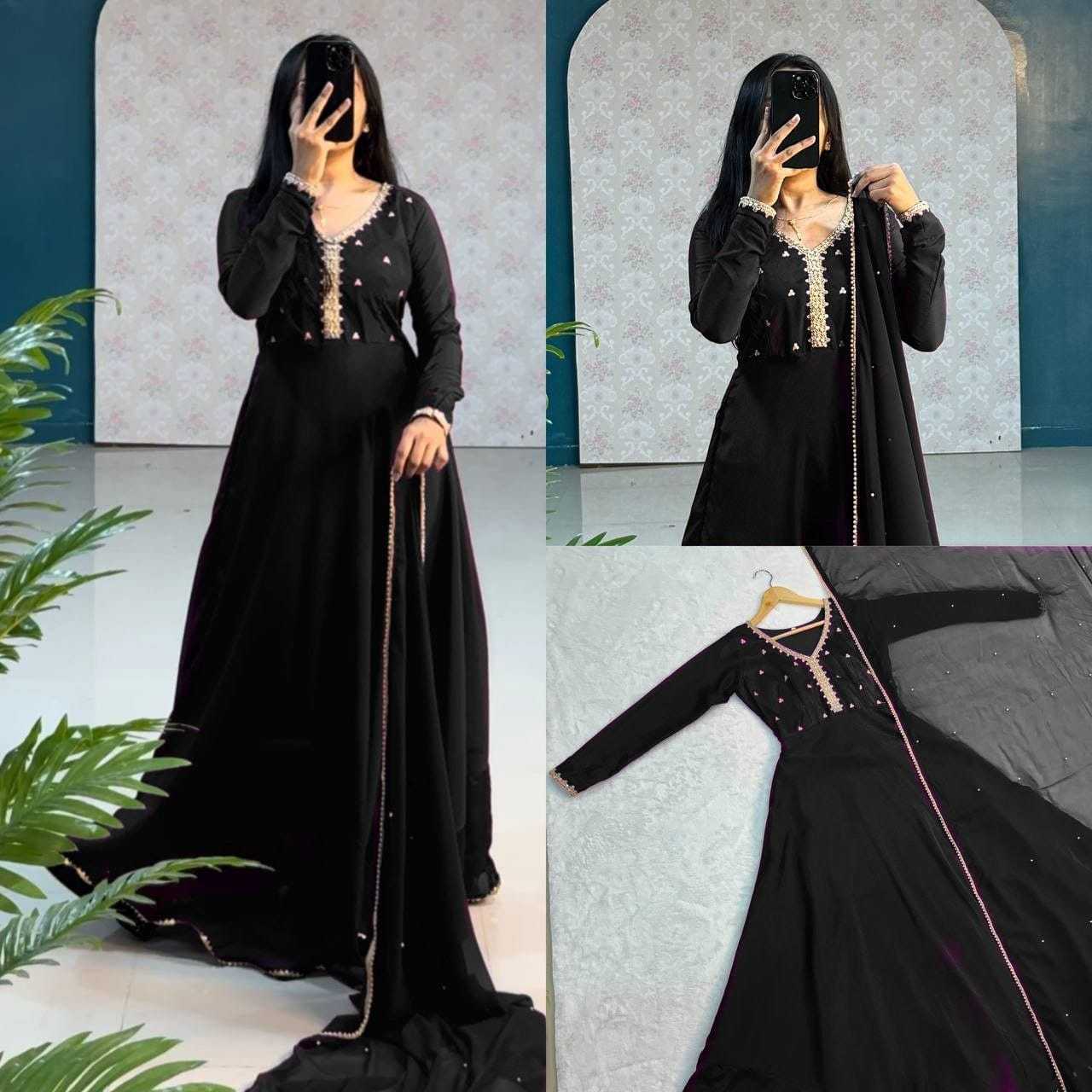 Ynf Faux Georgette RIN157 3002 Gowns Plus Size Collections Wholesale Party Gowns Georgette Gown Designer Gowns Manufacturer