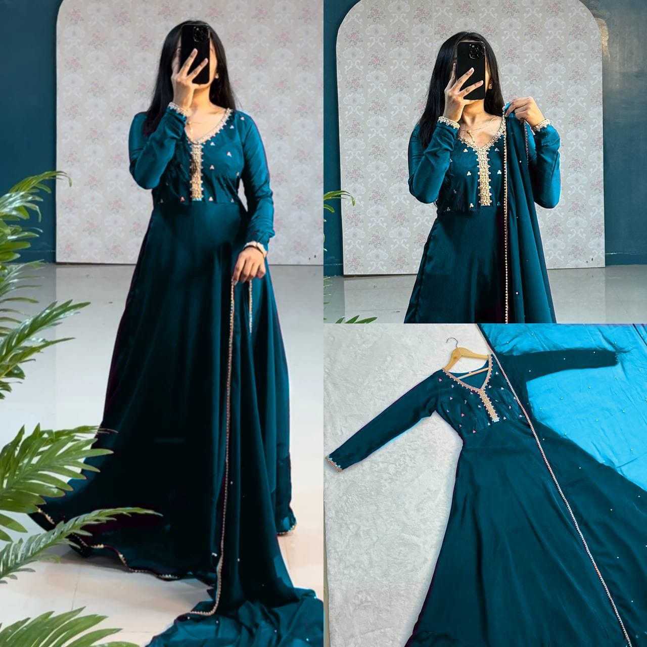 Ynf Faux Georgette RIN157 3002 Gowns Plus Size Collections Wholesale Party Gowns Georgette Gown Designer Gowns Manufacturer