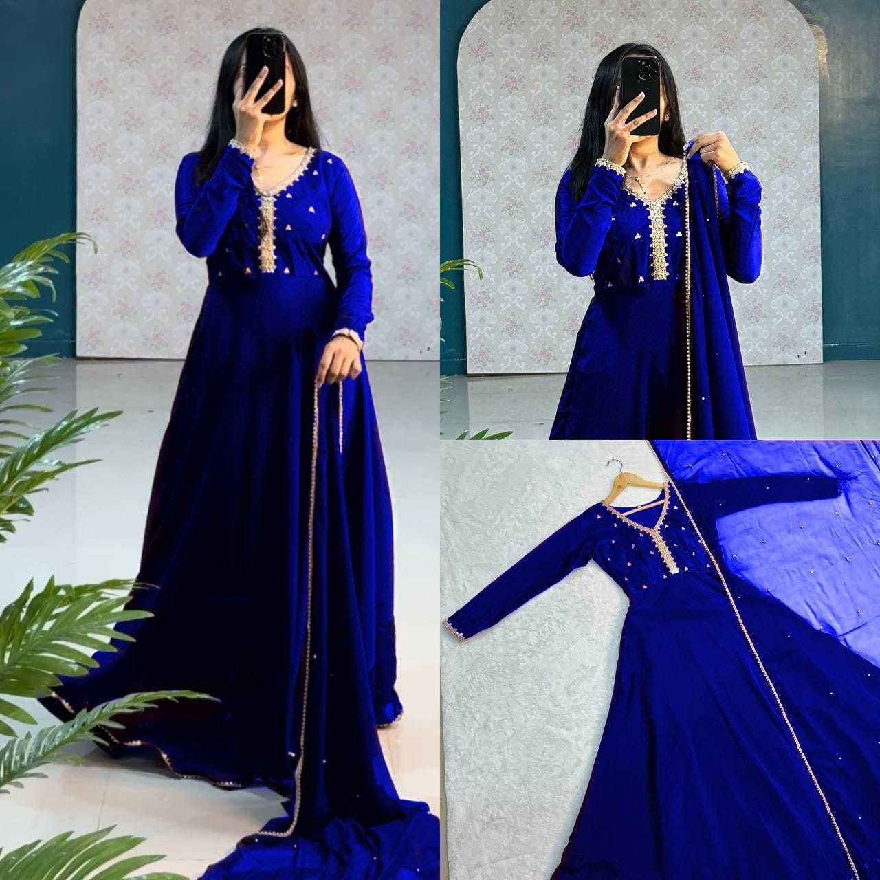 Ynf Faux Georgette RIN157 3002 Gowns Plus Size Collections Wholesale Party Gowns Georgette Gown Designer Gowns Manufacturer