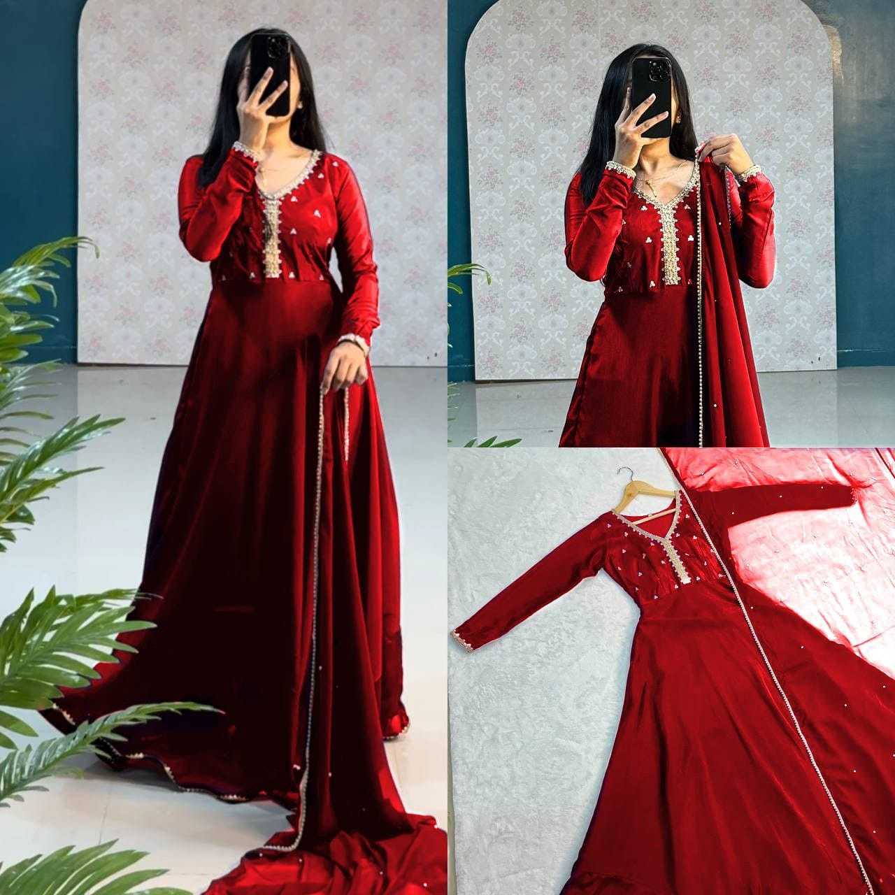 Ynf Faux Georgette RIN157 3002 Gowns Plus Size Collections Wholesale Party Gowns Georgette Gown Designer Gowns Manufacturer