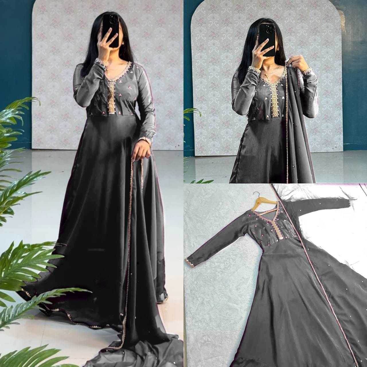 Ynf Faux Georgette RIN157 3002 Gowns Plus Size Collections Wholesale Party Gowns Georgette Gown Designer Gowns Manufacturer