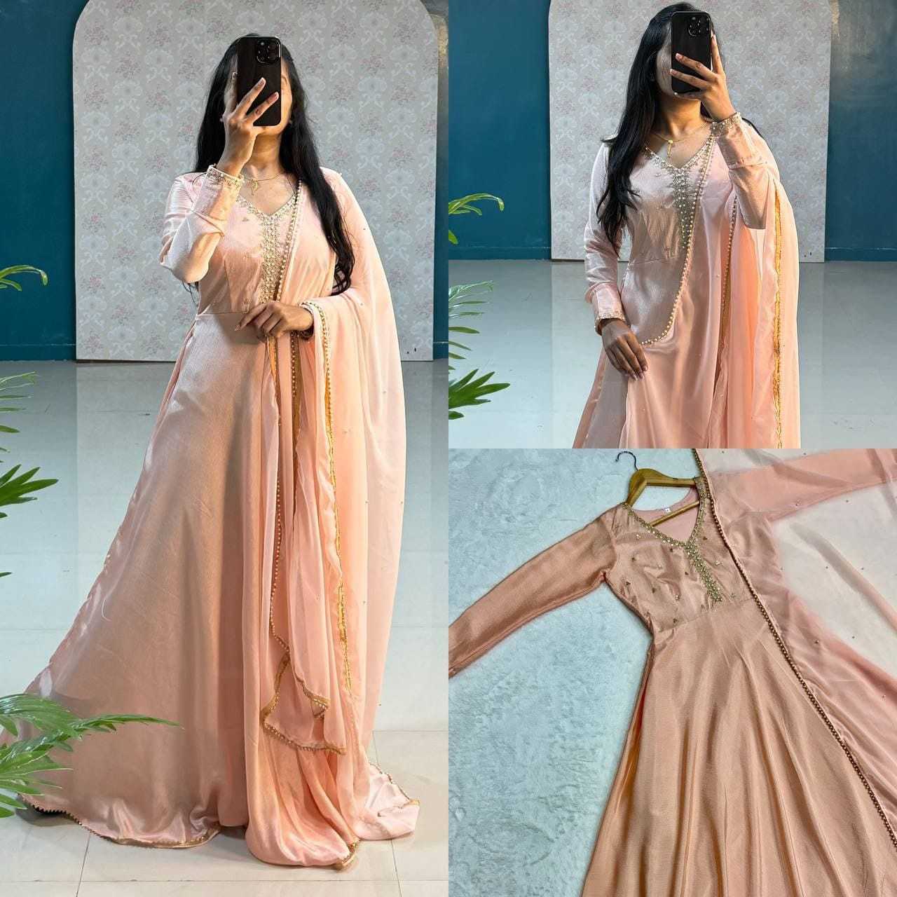 Ynf Faux Georgette RIN157 3002 Gowns Plus Size Collections Wholesale Party Gowns Georgette Gown Designer Gowns Manufacturer