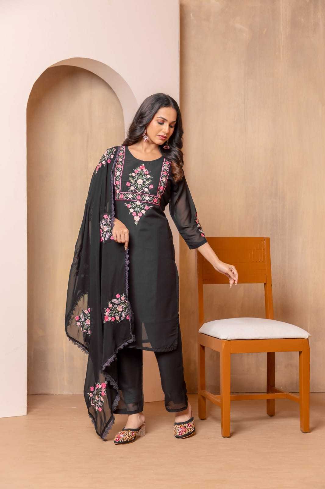 Ynf Faux Georgette RIN158 Stree Kurti Festive Collections Wholesale Georgette Kurti Embroidered Kurtis Onam Collections Manufacturer