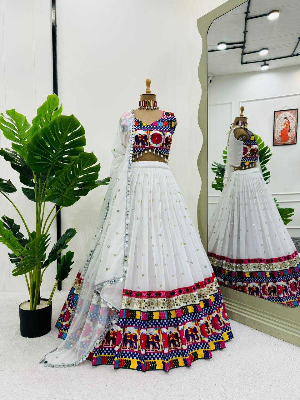 Ynf Faux Georgette RIN162 277 Lehengas Festive Collections Wholesale Fancy Lehenga Mirror Work Lehenga Navratri Chaniya Choli Manufacturer