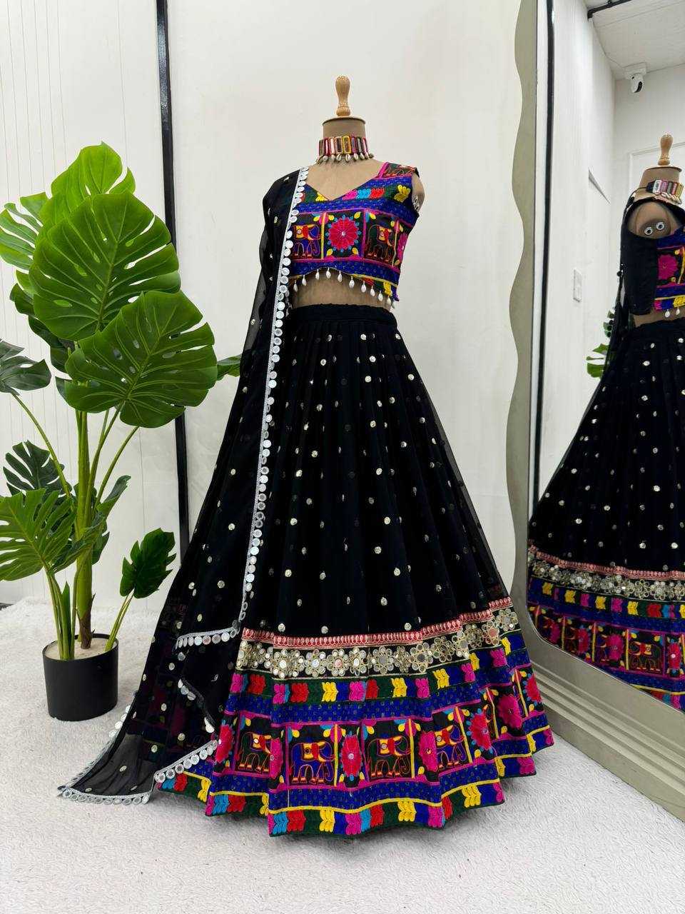 Ynf Faux Georgette RIN162 277 Lehengas Festive Collections Wholesale Fancy Lehenga Mirror Work Lehenga Navratri Chaniya Choli Manufacturer