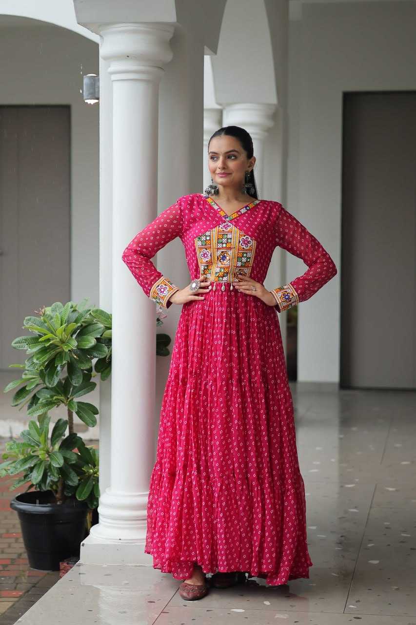 Ynf Faux Georgette RIN197 4826 Gowns Wholesale Embroidery Gowns Party Gowns Designer Gowns Manufacturer
