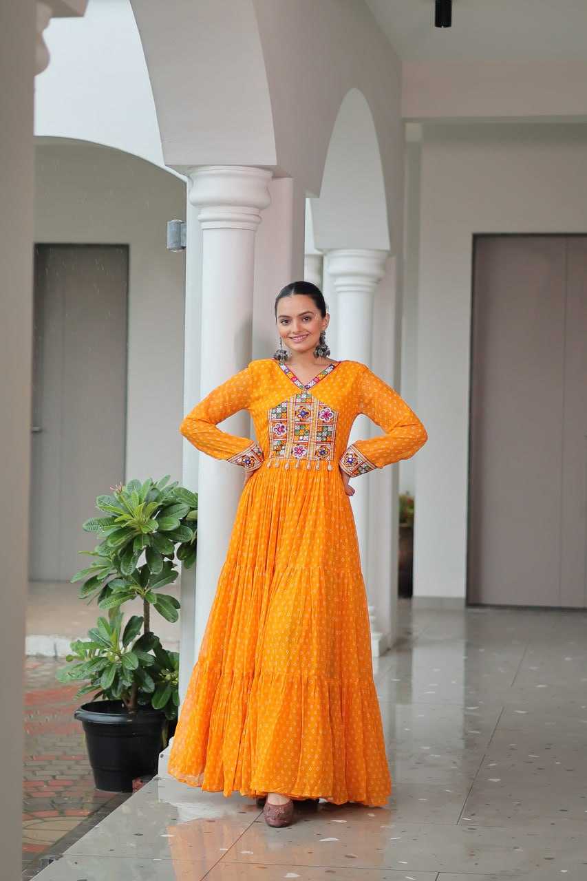 Ynf Faux Georgette RIN197 4826 Gowns Wholesale Embroidery Gowns Party Gowns Designer Gowns Manufacturer