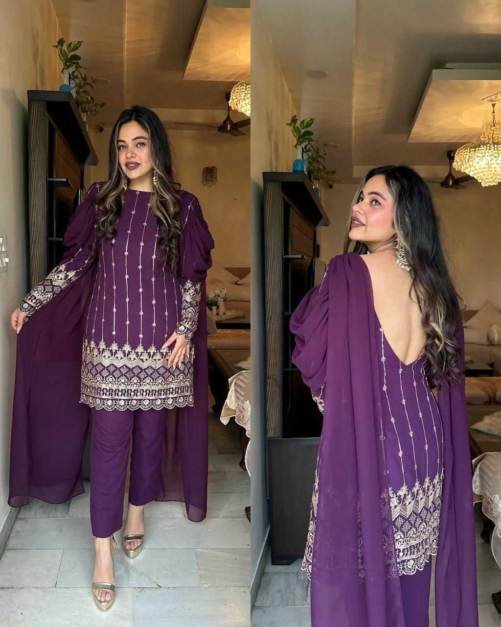 Ynf Faux Georgette RIN222 Decent Suits & Dresses Wholesale Embroidery Suits Georgette Suit Zari Work Suit Manufacturer
