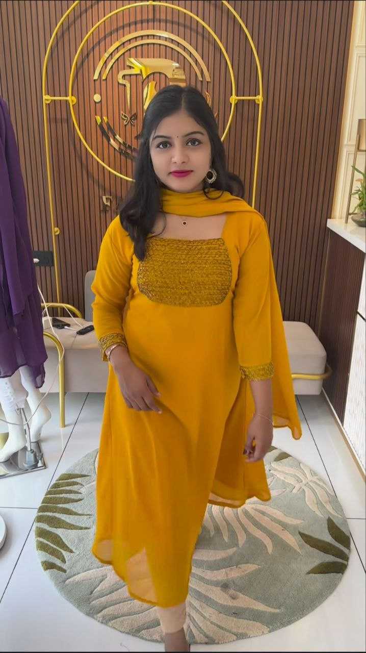 Ynf Faux Georgette RIN226 INCH Gowns Wedding Collections Festive Collections Wholesale Georgette Gown Party Wear Gowns Gown With Dupatta Manufacturer