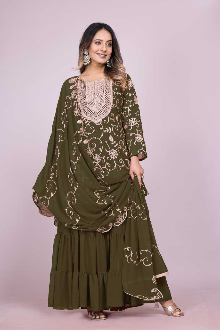 Ynf Faux Georgette RIN232 71 Suits & Dresses Wedding Collections Festive Collections Wholesale Sharara Salwar Suits Georgette Suit Embroidered Suits Manufacturer