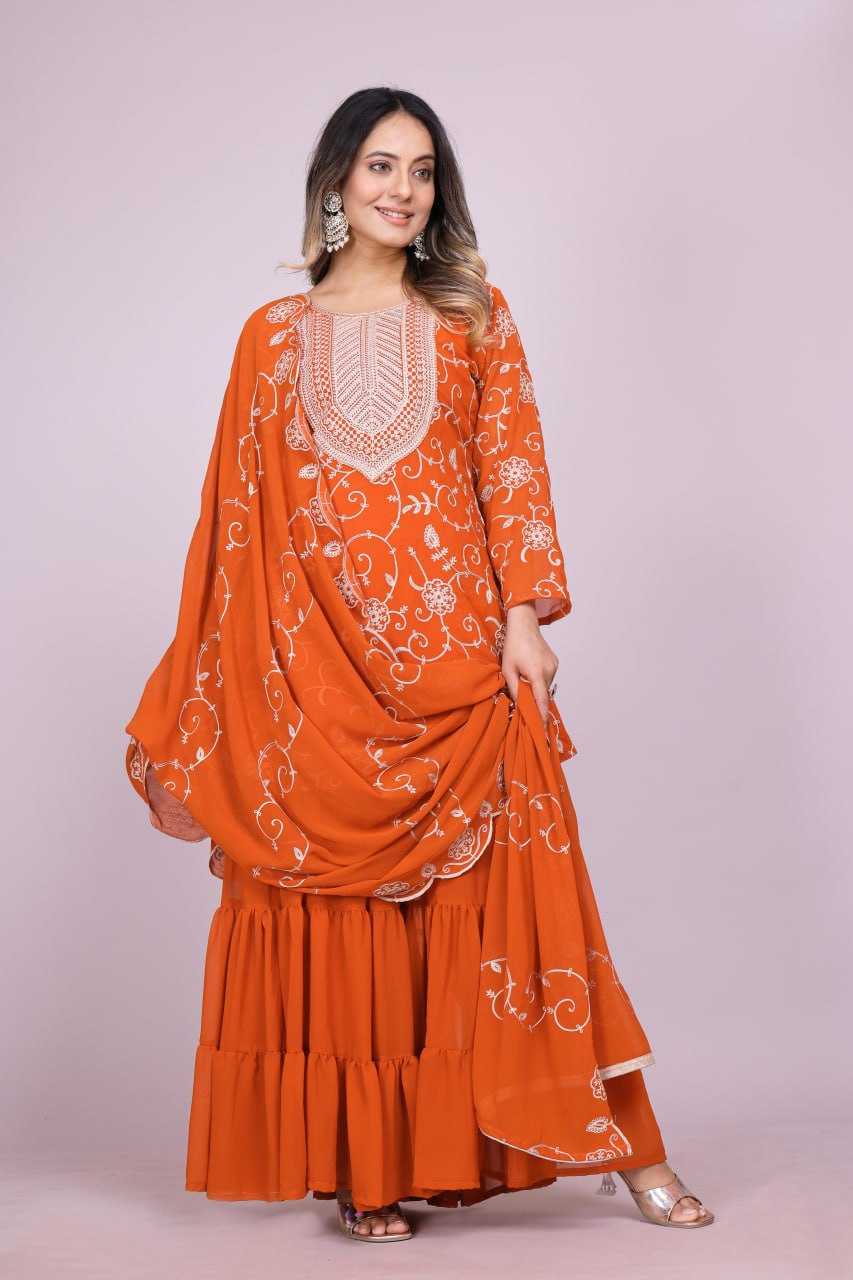 Ynf Faux Georgette RIN232 71 Suits & Dresses Wedding Collections Festive Collections Wholesale Sharara Salwar Suits Georgette Suit Embroidered Suits Manufacturer