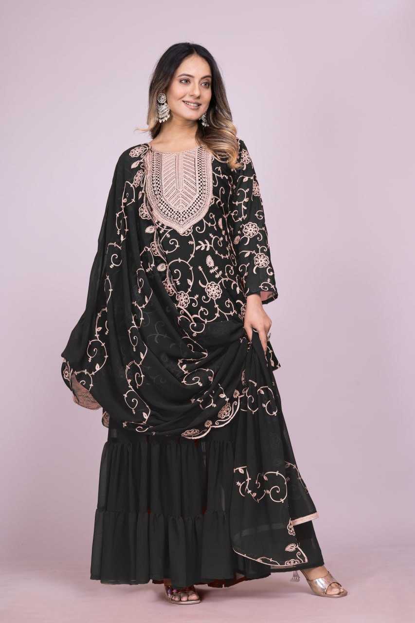 Ynf Faux Georgette RIN232 71 Suits & Dresses Wedding Collections Festive Collections Wholesale Sharara Salwar Suits Georgette Suit Embroidered Suits Manufacturer