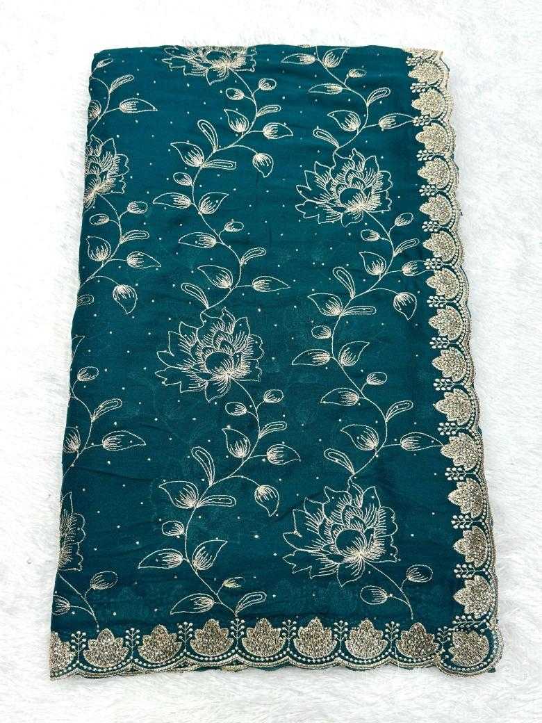 Ynf Georgette KESH114 3499 Sarees Wholesale Georgette Sarees Stone Work Saree Zari Border Sarees Manufacturer