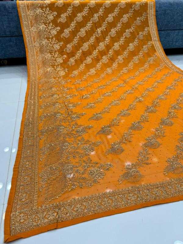Ynf Georgette KESH114 5438 Sarees Wedding Collections Wholesale Georgette Sarees Stone Work Saree Zari Border Sarees Manufacturer
