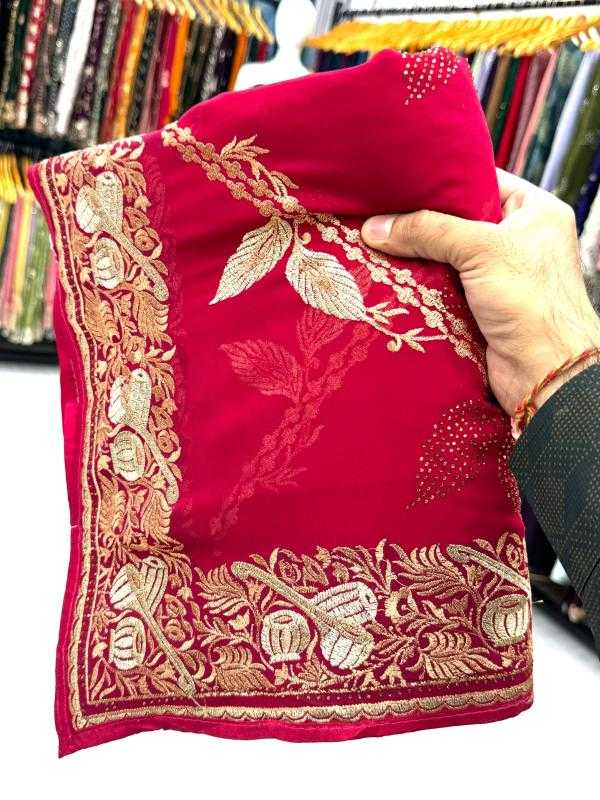 Ynf Georgette KESH114 6260 Sarees Wedding Collections Wholesale Georgette Sarees Stone Work Saree Zari Border Sarees Manufacturer