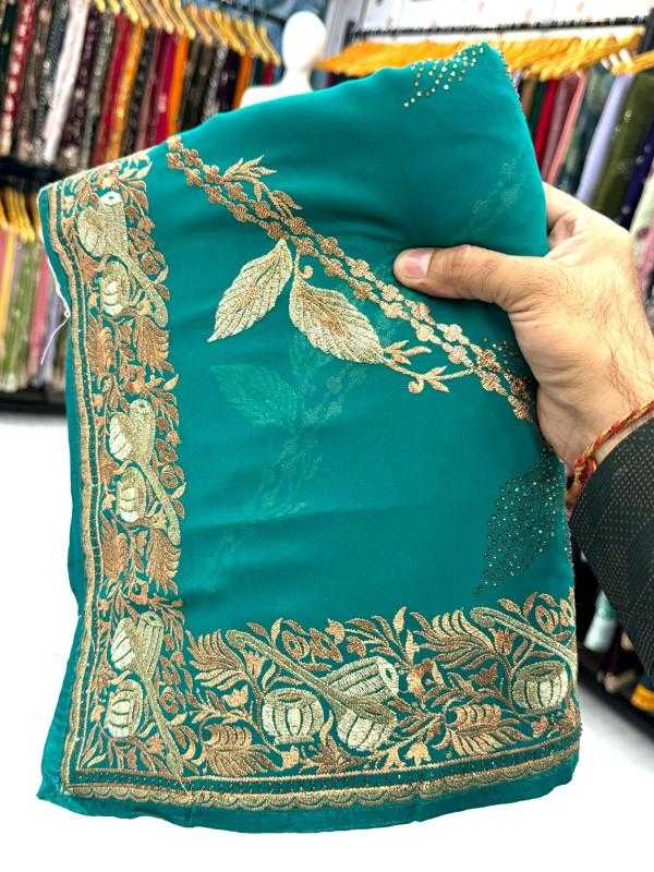 Ynf Georgette KESH114 6260 Sarees Wedding Collections Wholesale Georgette Sarees Stone Work Saree Zari Border Sarees Manufacturer