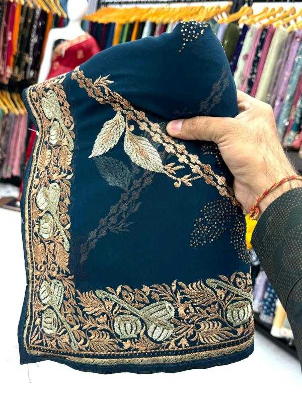 Ynf Georgette KESH114 6260 Sarees Wedding Collections Wholesale Georgette Sarees Stone Work Saree Zari Border Sarees Manufacturer