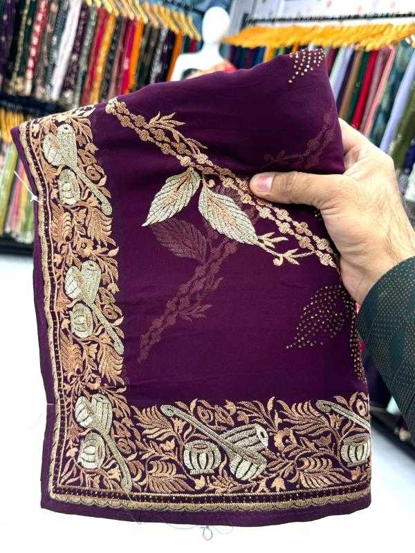 Ynf Georgette KESH114 6260 Sarees Wedding Collections Wholesale Georgette Sarees Stone Work Saree Zari Border Sarees Manufacturer