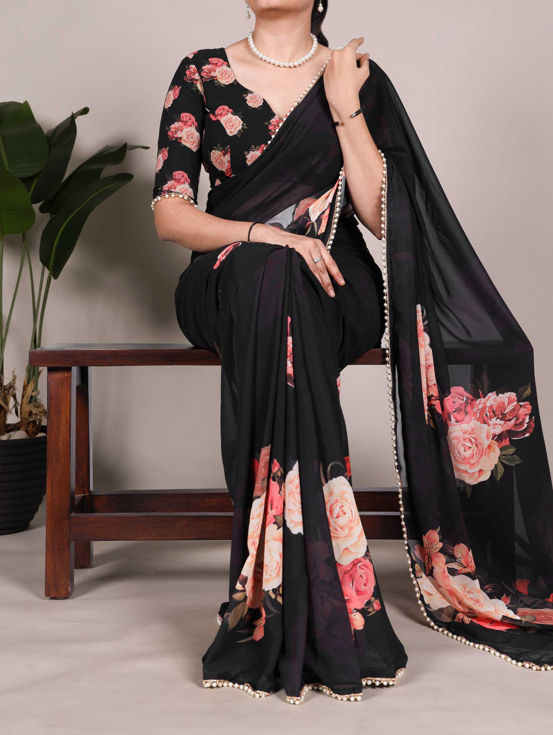 Ynf Georgette KESH134 7007 Sarees Wedding Collections Festive Collections Wholesale Printed Sarees Georgette Sarees Lace Border Sarees Manufacturer