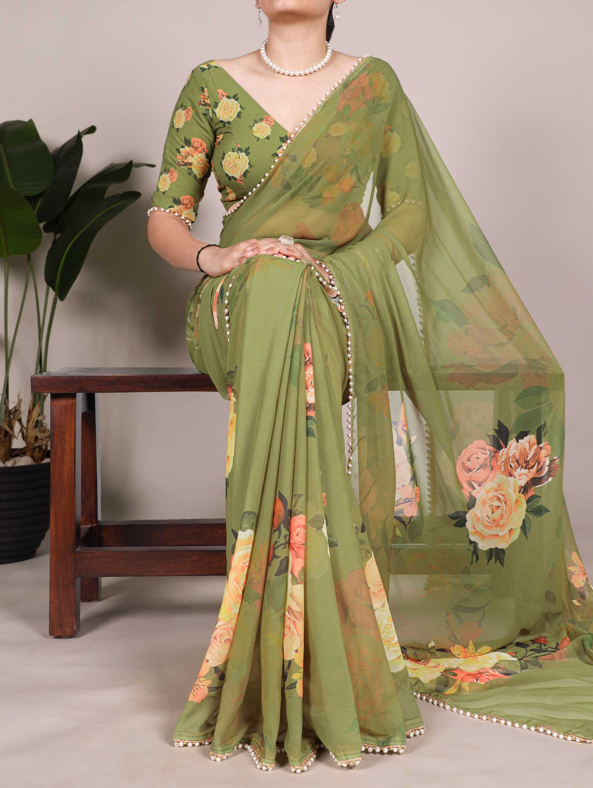 Ynf Georgette KESH134 7007 Sarees Wedding Collections Festive Collections Wholesale Printed Sarees Georgette Sarees Lace Border Sarees Manufacturer