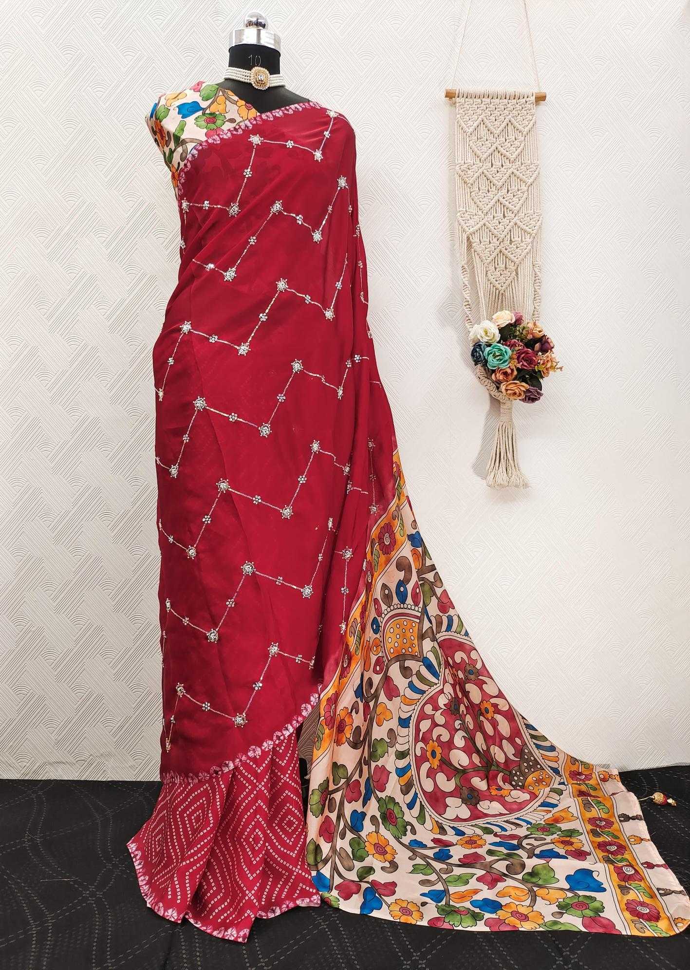 Ynf Georgette KESH484 intricate Sarees Wholesale Printed Sarees Georgette Sarees Ajrakh Sarees Manufacturer