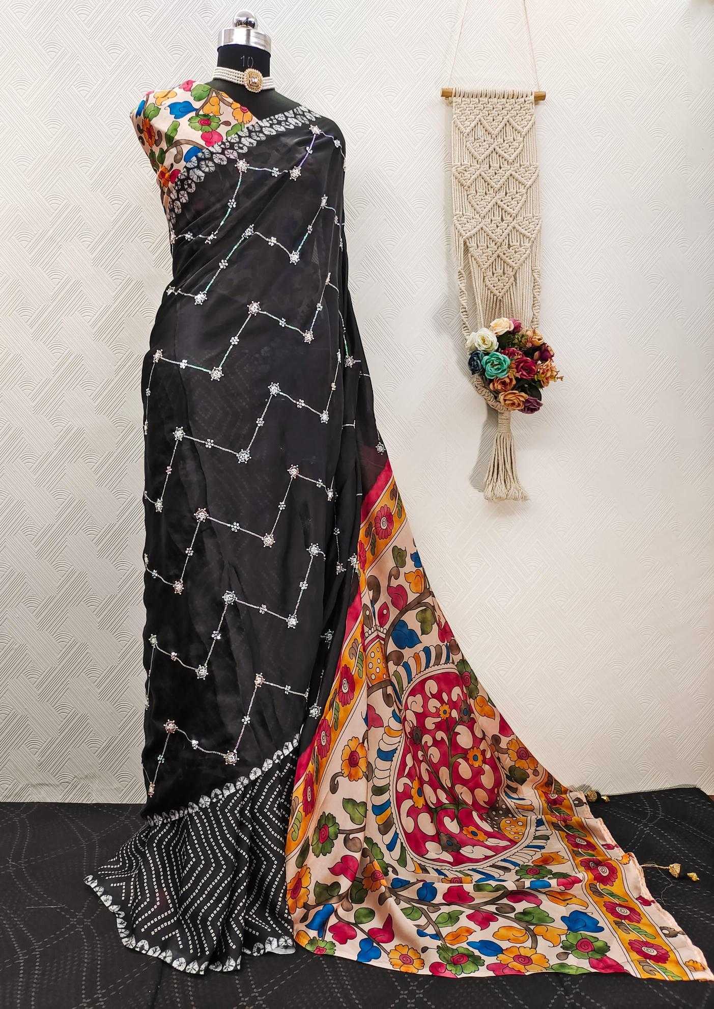 Ynf Georgette KESH484 intricate Sarees Wholesale Printed Sarees Georgette Sarees Ajrakh Sarees Manufacturer