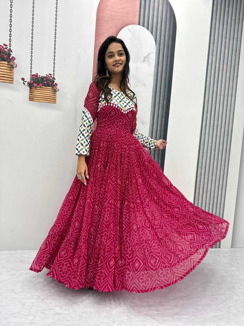 Ynf Georgette KESH496 N42 Gowns Wholesale Embroidery Gowns Long Gowns Georgette Gown Manufacturer