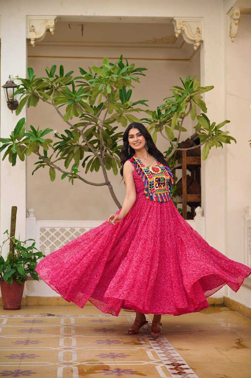 Ynf Georgette KESH498 114 Gowns Wholesale Embroidery Gowns Long Gowns Georgette Gown Manufacturer