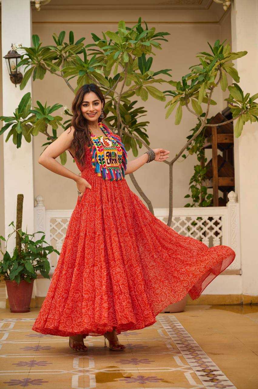 Ynf Georgette KESH498 114 Gowns Wholesale Embroidery Gowns Long Gowns Georgette Gown Manufacturer