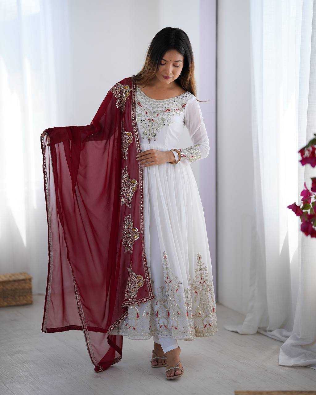 Ynf Georgette KESH499 5008 Gowns Wholesale Embroidery Gowns Party Gowns Georgette Gown Manufacturer