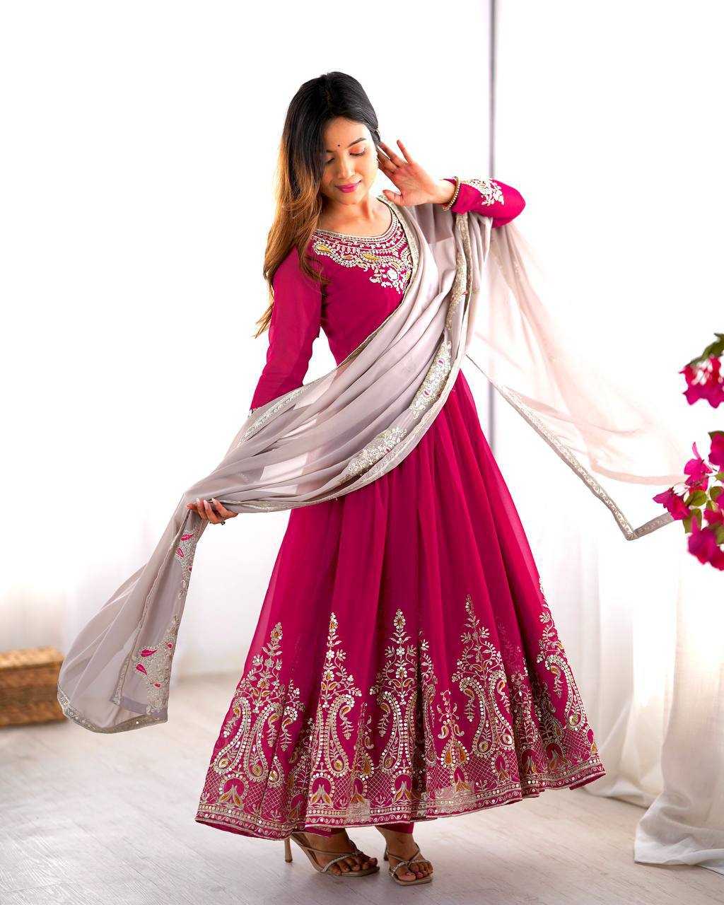 Ynf Georgette KESH499 5008 Gowns Wholesale Embroidery Gowns Party Gowns Georgette Gown Manufacturer