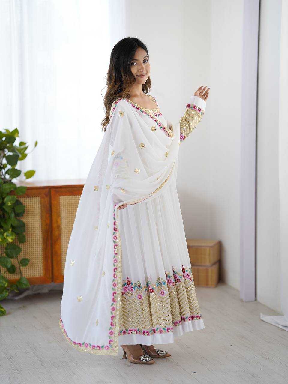 Ynf Georgette KESH499 5010 Gowns Wholesale Embroidery Gowns Anarkali Gown Gown With Dupatta Manufacturer
