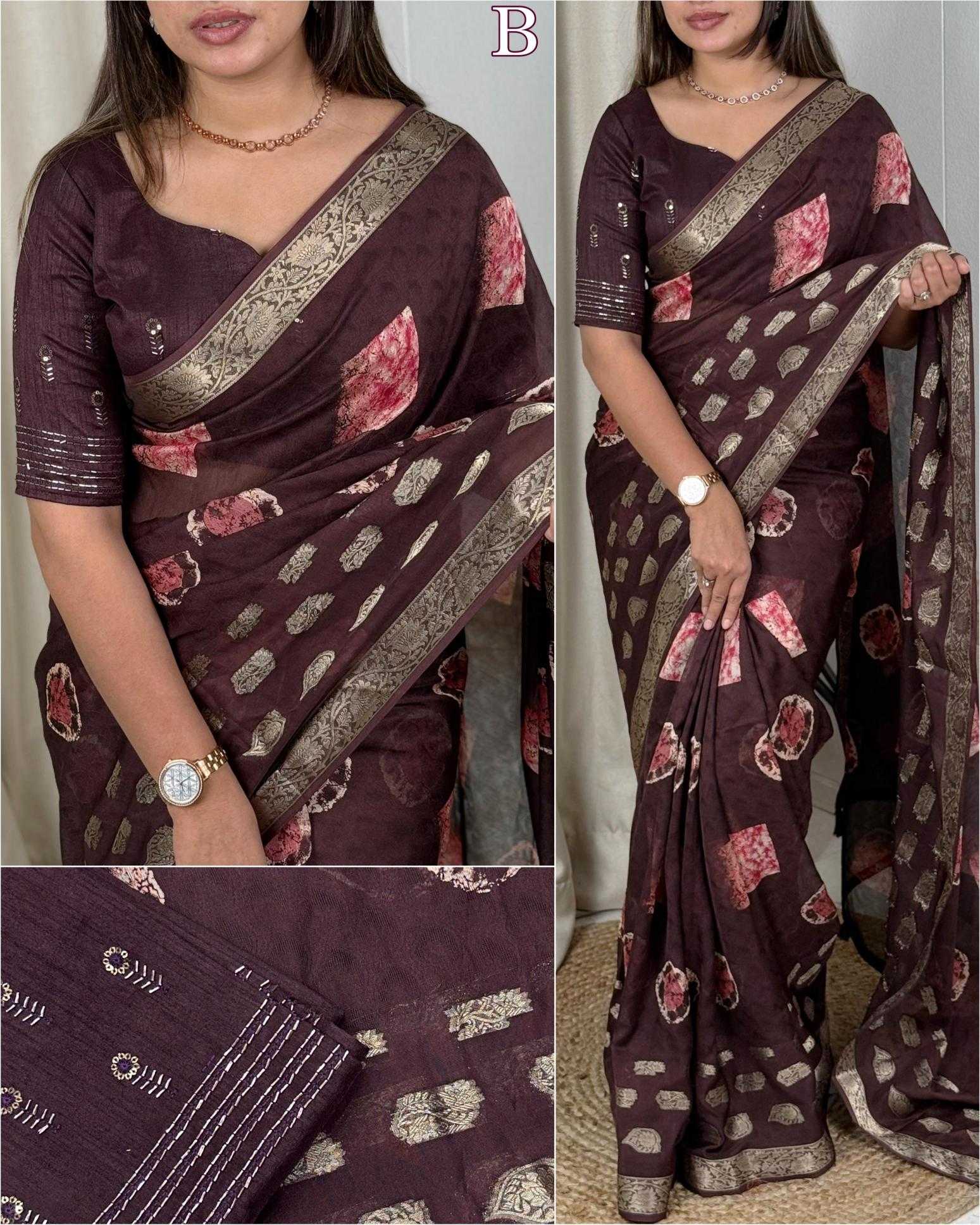 Ynf Georgette KESH500 Yamini Sarees Wholesale Georgette Sarees Butta Sarees Zari Border Sarees Manufacturer