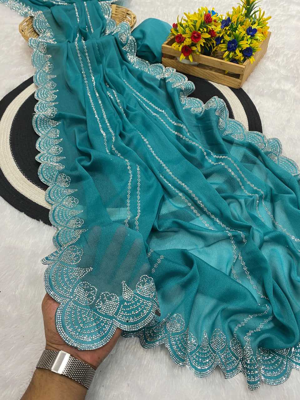 Ynf Georgette KESH514 PINKY Sarees Wholesale Party Wear Sarees Fancy Sarees Georgette Sarees Manufacturer