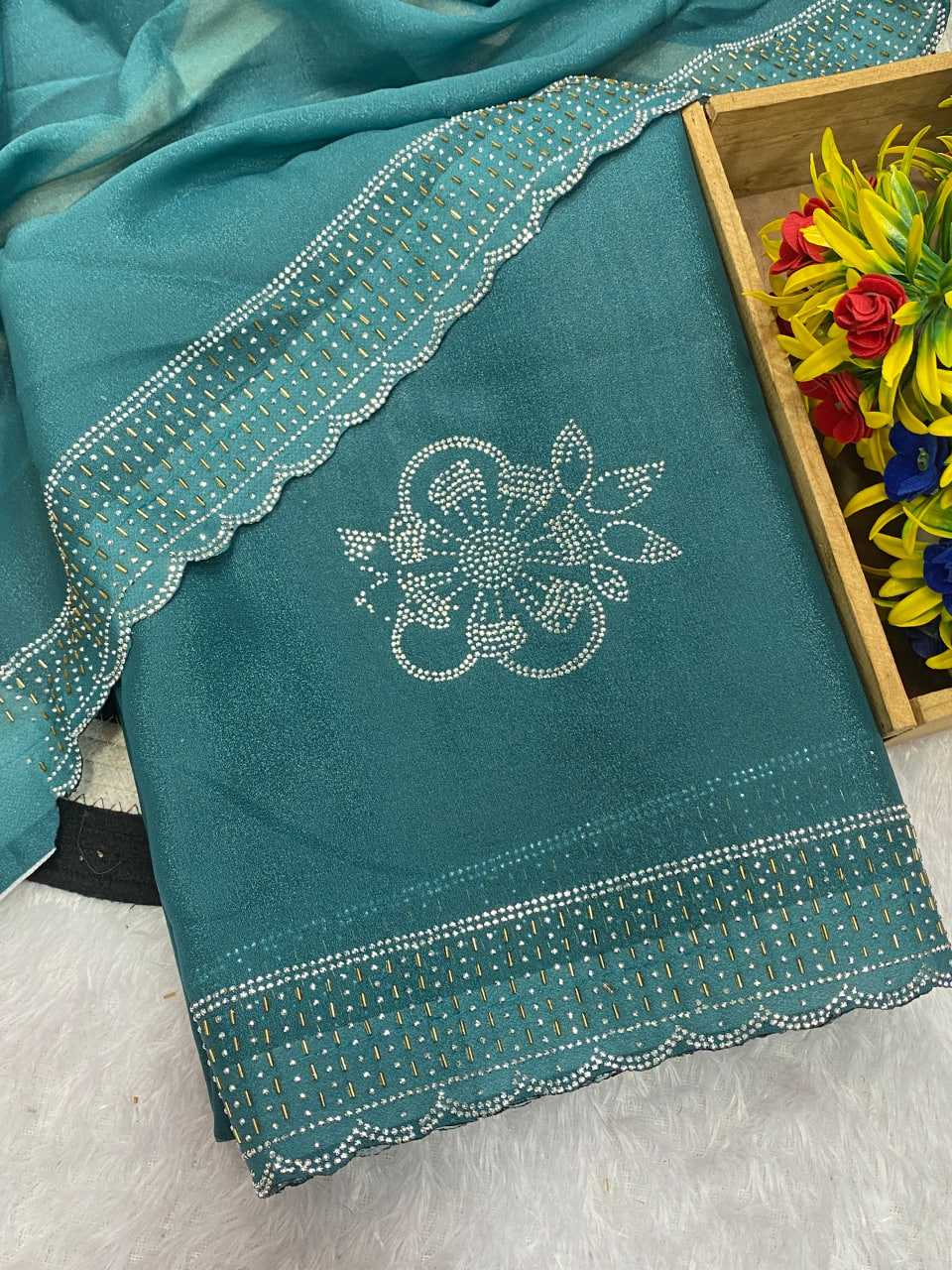 Ynf Georgette KESH514 STAR Sarees Wedding Collections Festive Collections Wholesale Georgette Sarees Swarovski Sarees Sarees With Blouse Manufacturer