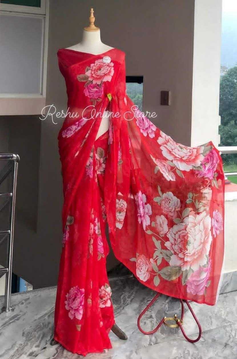 Ynf Georgette KESH518 4317 Sarees Wholesale Georgette Sarees Printed Georgette Saree Weightless Sarees Lightweight Sarees Manufacturer
