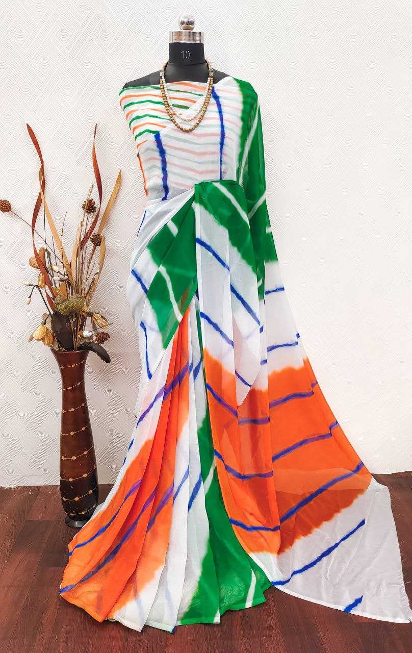 Ynf Georgette KESH518 4407 Sarees Wholesale Georgette Sarees White Sarees Printed Georgette Saree Manufacturer