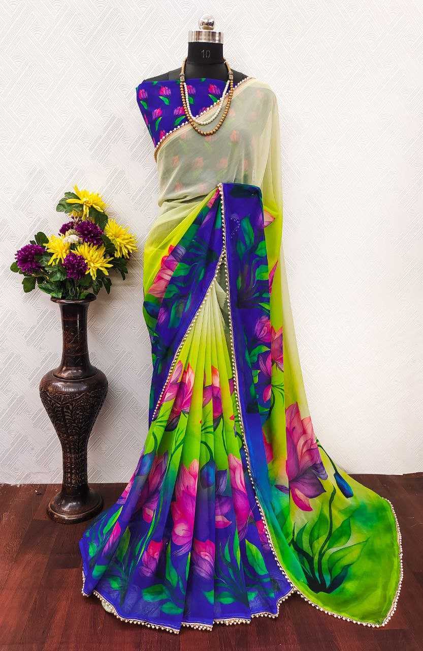 Ynf Georgette KESH518 4408 Sarees Wholesale Designer Sarees Ready To Wear Sarees Party Wear Sarees Manufacturer