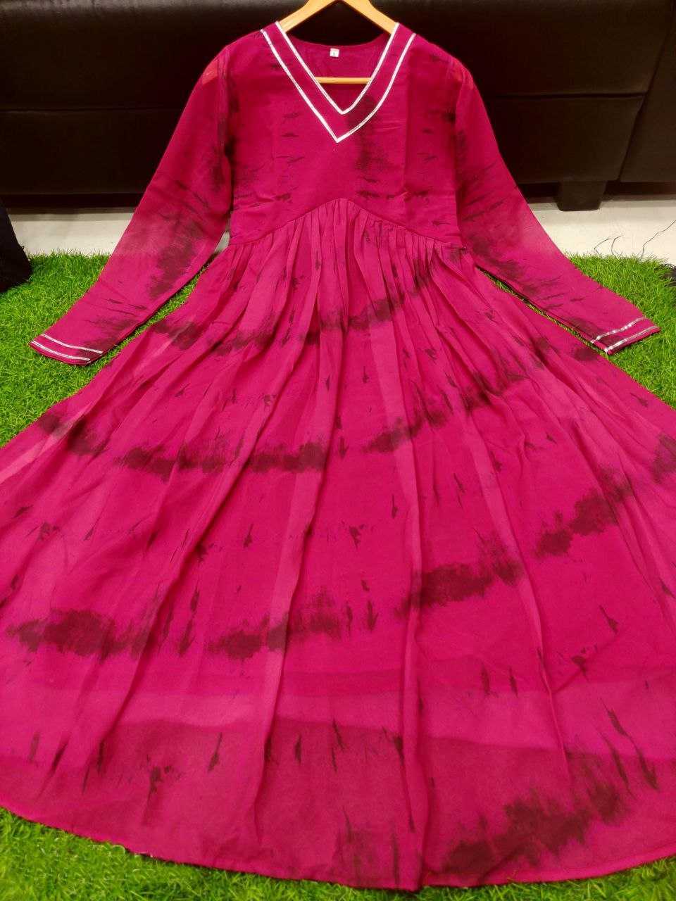 Ynf Georgette KESH527 304 Gowns Wholesale Printed Gowns Georgette Gown Full Sleeve Gowns Manufacturer
