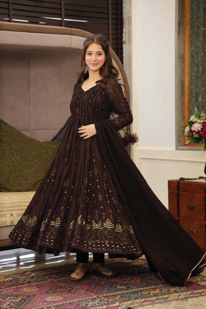 Ynf Georgette KESH544 206 Gowns Wholesale Fancy Gowns Embroidery Gowns Anarkali Gown Party Gowns Manufacturer