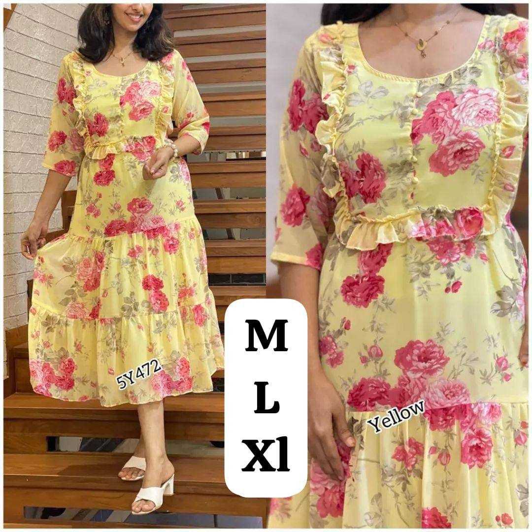 Ynf Georgette KESH544 211 Kurti Wholesale Casual Kurtis Long Kurtis Printed Kurtis Manufacturer