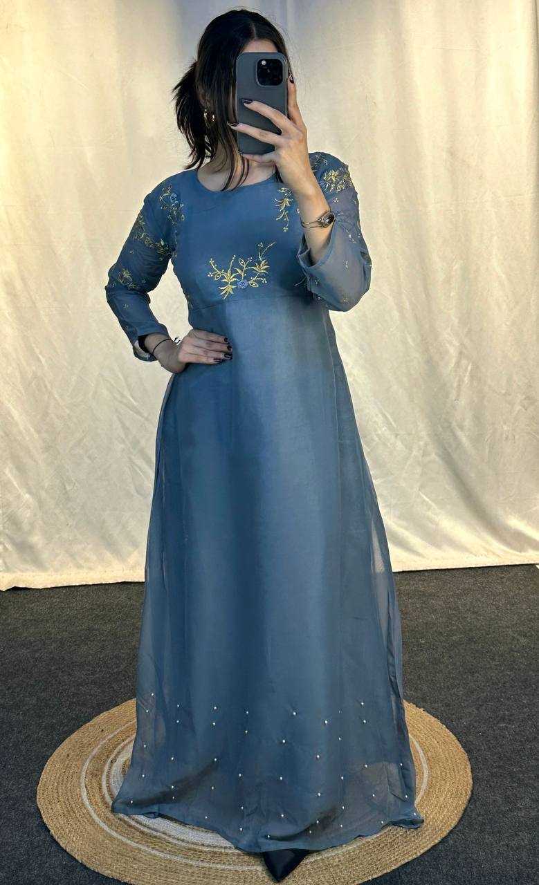 Ynf Georgette KESH544 221 Gowns Wholesale Printed Gowns Fancy Gowns Embroidery Gowns Manufacturer