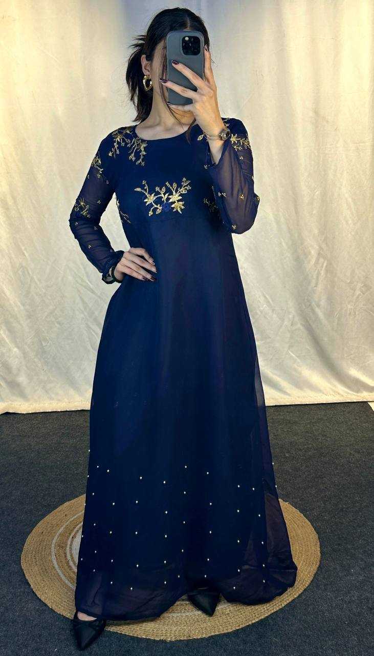 Ynf Georgette KESH544 221 Gowns Wholesale Printed Gowns Fancy Gowns Embroidery Gowns Manufacturer
