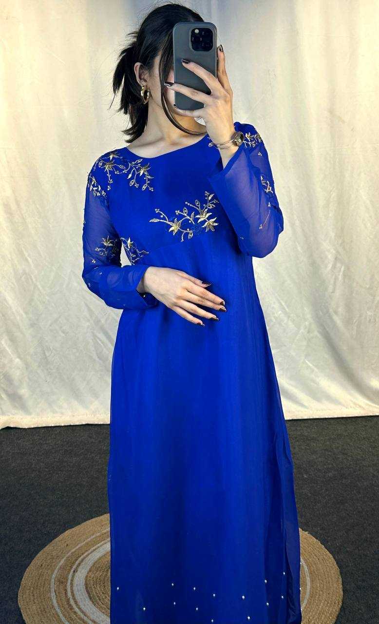 Ynf Georgette KESH544 221 Gowns Wholesale Printed Gowns Fancy Gowns Embroidery Gowns Manufacturer