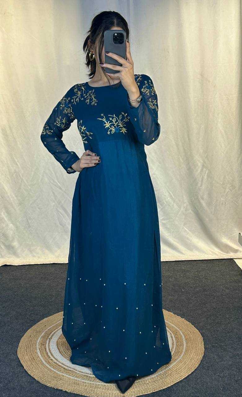 Ynf Georgette KESH544 221 Gowns Wholesale Printed Gowns Fancy Gowns Embroidery Gowns Manufacturer